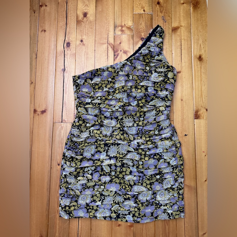 Zara One Shoulder Ruched Mini Dress - Picture 2 of 3